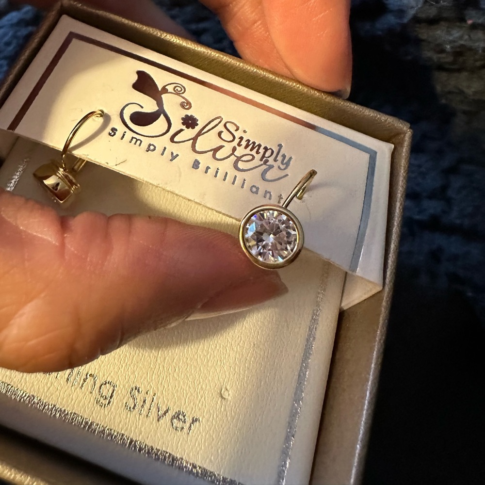 Simply silver simple brilliant earrings